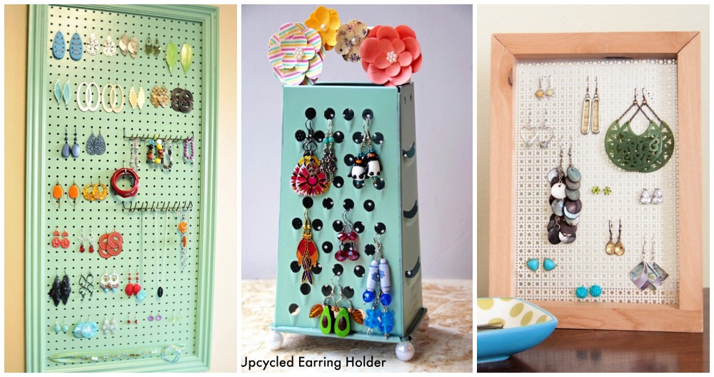 Homemade Earring Holder from an Upcycled Cheese Grater