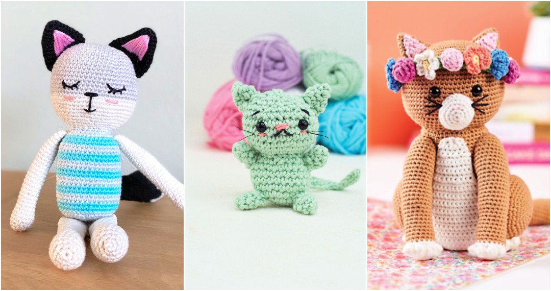 Yarn Ring Crochet Cat Kitty Ears Adjustable Size Tension Ring